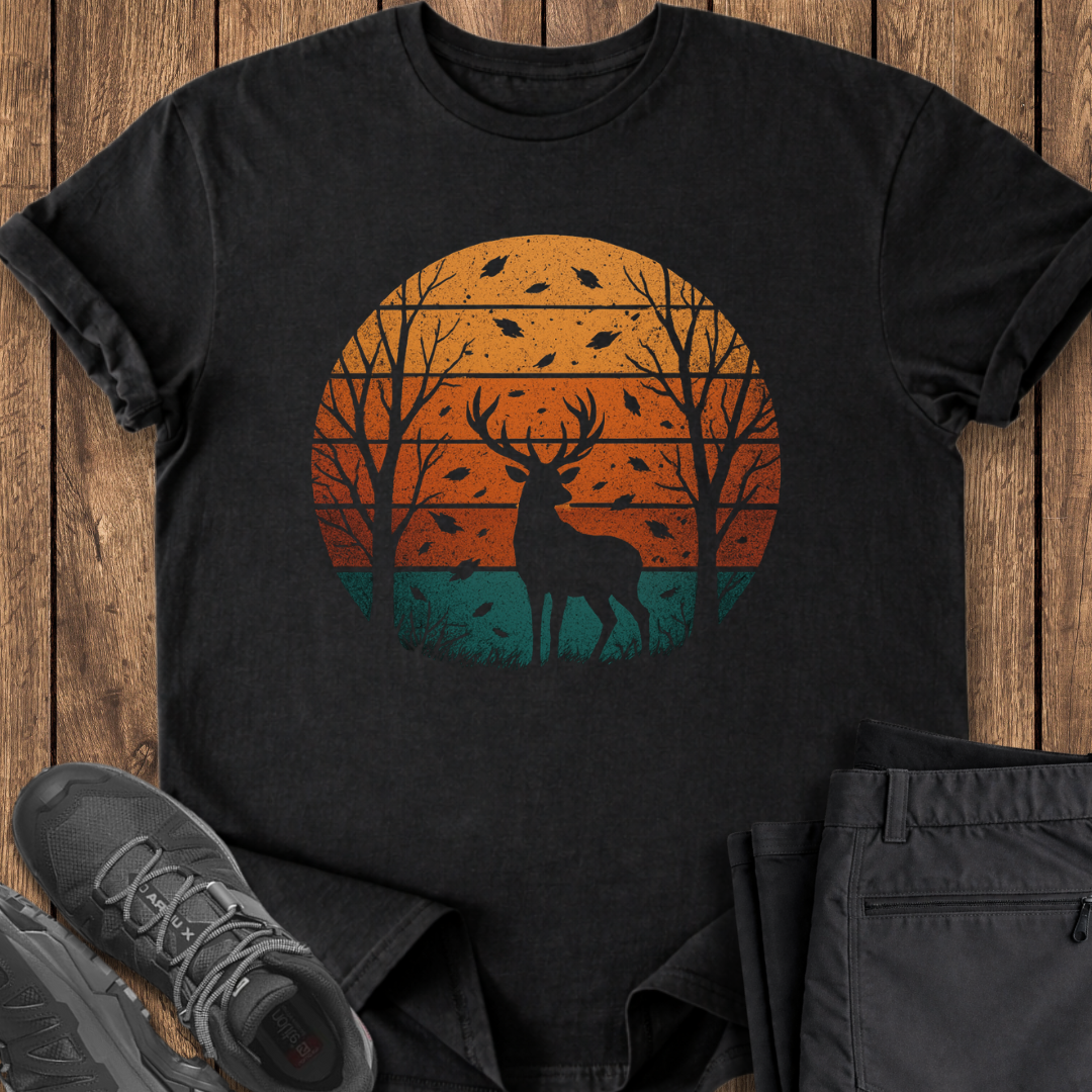 sunset buck male deer antlers hunting outdoors tshirt