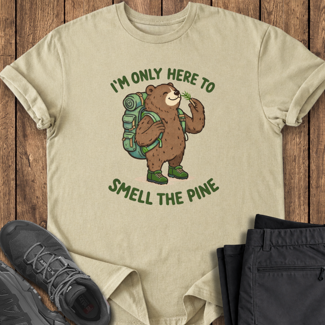 funny bear hiking backpacking t shirt