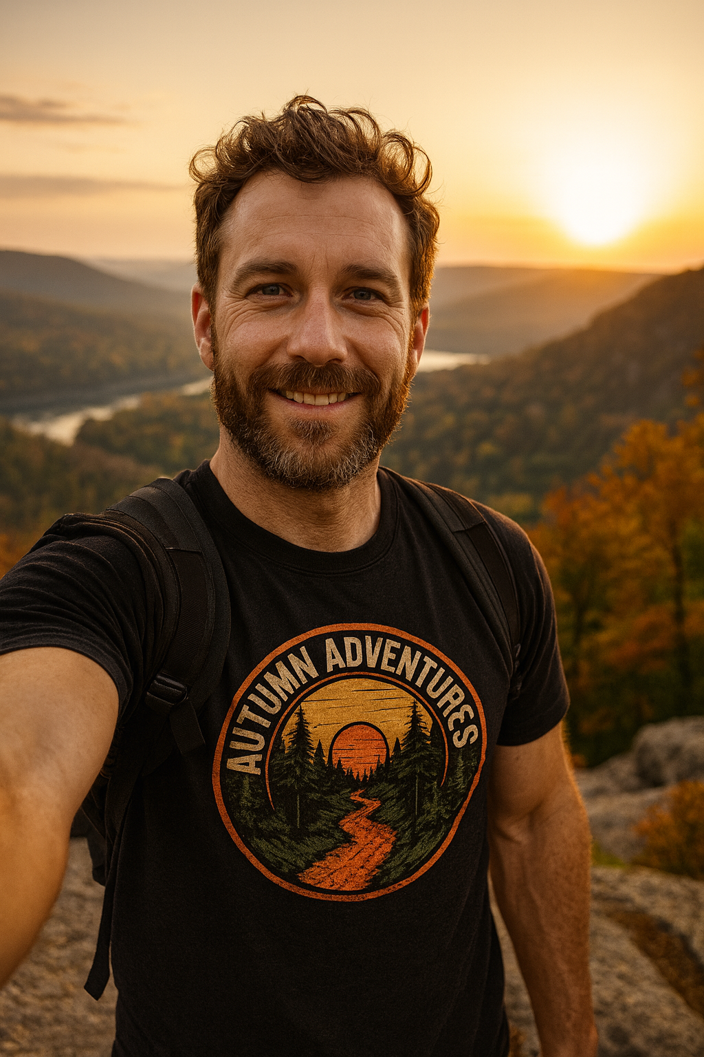 hiking selfie fall colors colours