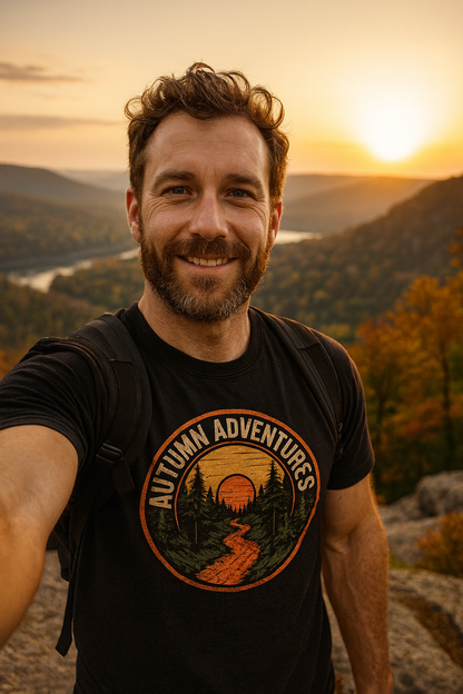 hiking selfie fall colors colours